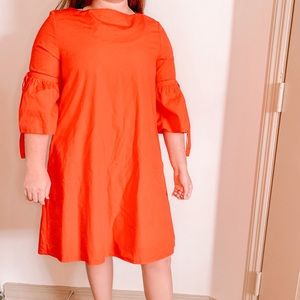 Zara red poplin tunic dress